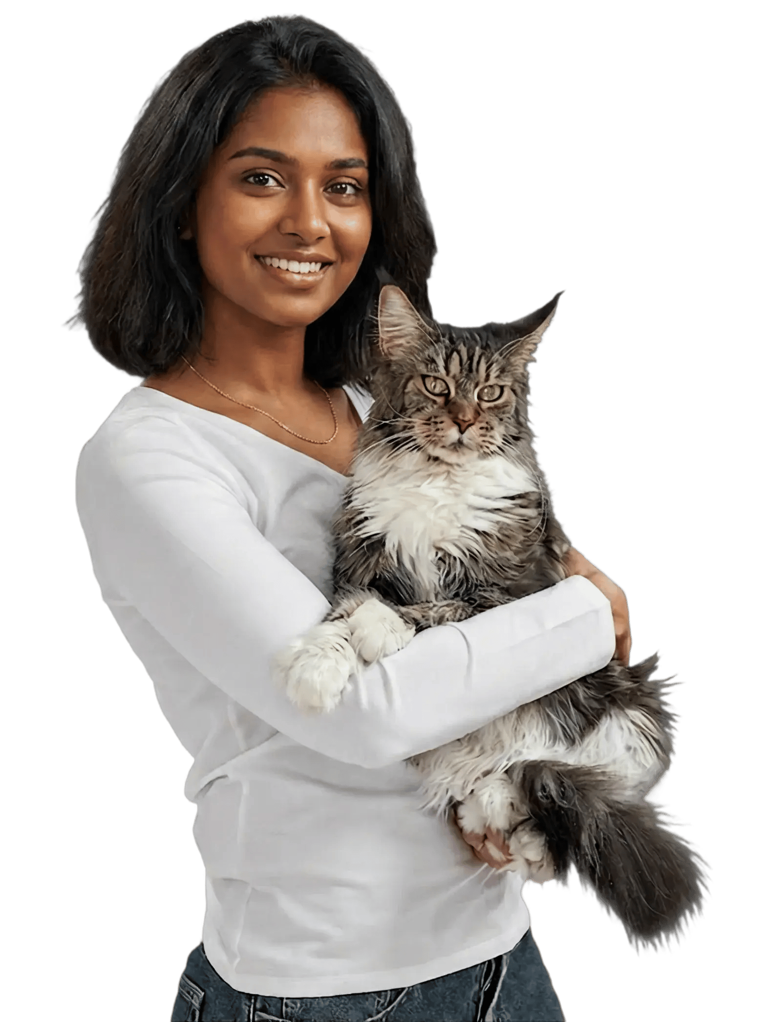 Cat parent with their Maine Coon