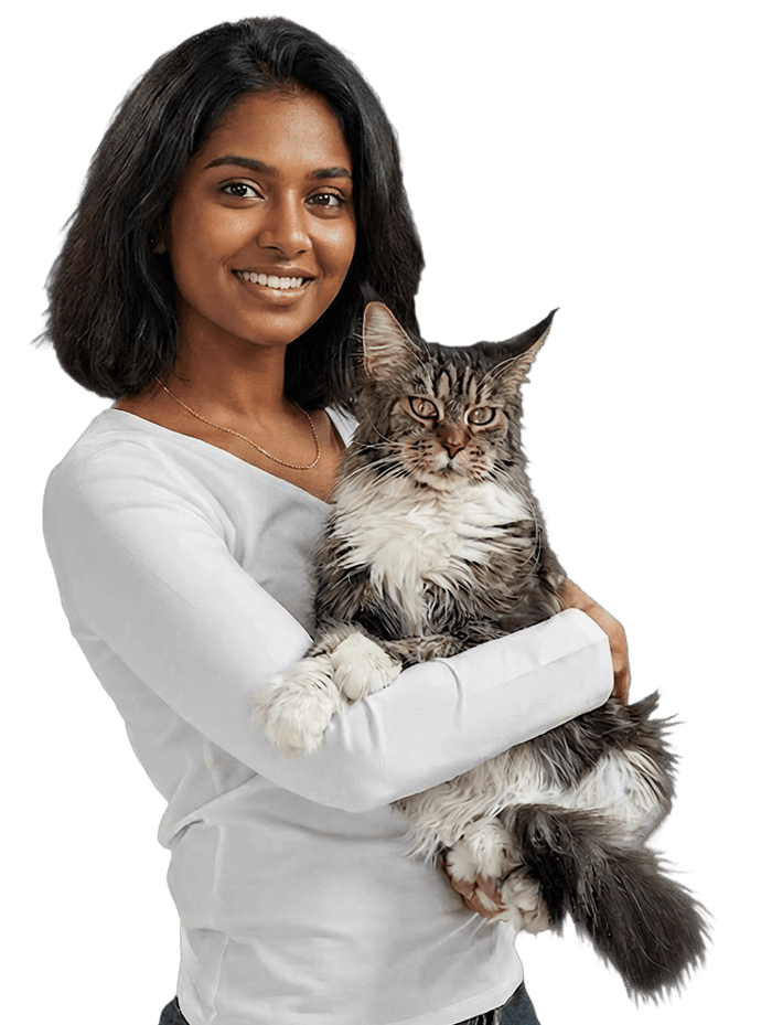 Cat parent with their Maine Coon