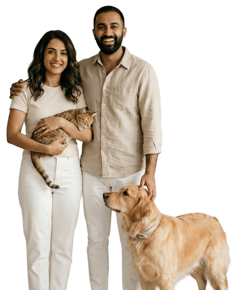 Happy pet family