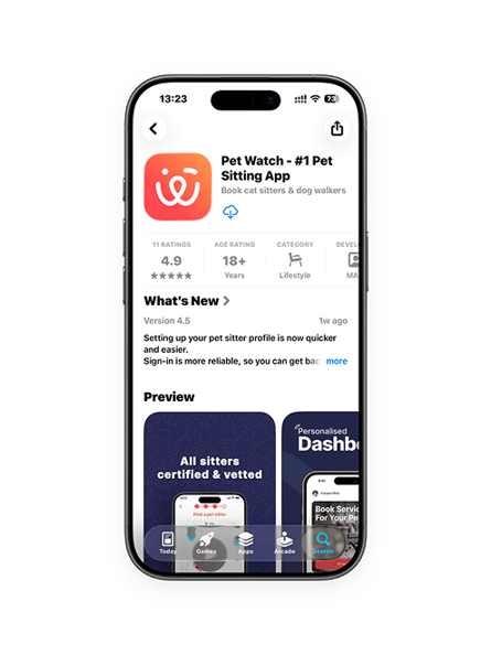 Downloading the Pet Watch app from the App Store