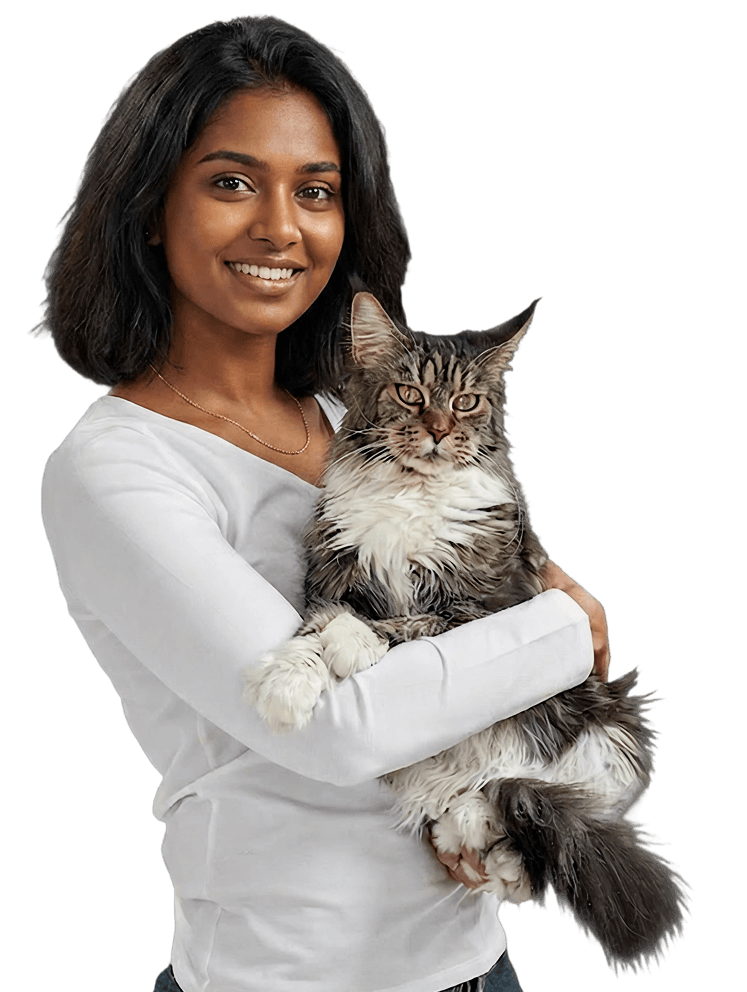 Cat parent with their Maine Coon